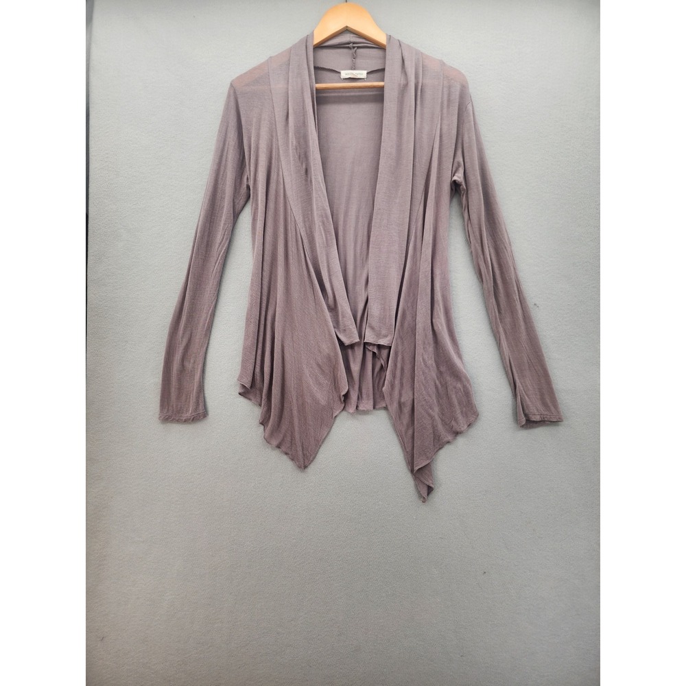 Active Basic Mauve Draped Waterfall Cardigan Open Front Long Sleeve Rayon Medium